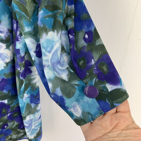 Vtg Tabby II Womens 20 Button Up Blouse‎ Multicolor Floral Artsy Watercolor USA - Picture 6 of 9